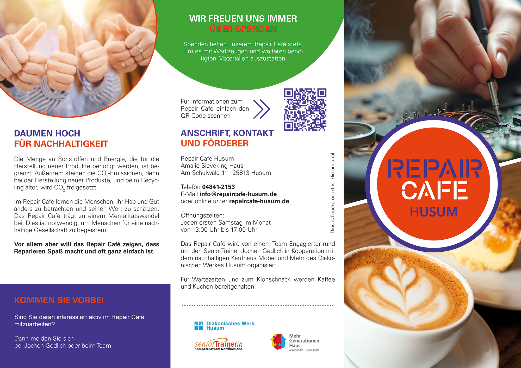 Der Flyer des Husumer Repair Cafés zum Herunterladen
